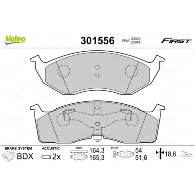 Abbildung von VALEO 301556 Bremsbelagsatz FIRST Vorderachse inkl. Verschleißwarnkontakt ohne Anti Quietsch Blech CHRYSLER: Voyager / Grand 3, 300M Limousine
