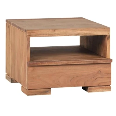 Abbildung von Akazie Massivholz Nachtkonsole mit Schublade und Ablage 40 x 30 cm