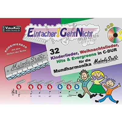 Abbildung von Einfacher! Geht Nicht: 32 Kinderlieder, Weihnachtslieder, Hits &amp; Evergreens in C DUR für die Mundharmonika Melody Star® mit CD: Das besondere Notenheft Anfänger