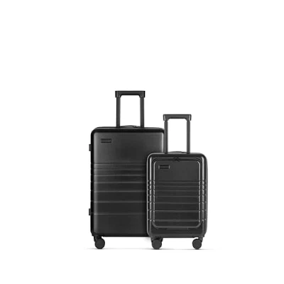 Abbildung von ETERNITIVE Hartschalenkoffer Set Klein und Mittel I Leichter Rollkoffer aus ABS Größe: 65,5cm &amp; 55 cm Reisekoffer mit Rollen 360 Handgepäck 40L 62,5LI Trolley TSA Schloss Schwarz