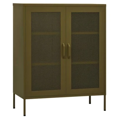Abbildung von vidaXL Lagerschrank Sideboard Kommode Anrichte Stahlschrank Schrank Beistellschrank Mehrzweckschrank Bücherschrank Standschrank Olivgrün 80x35x101,5cm Stahl
