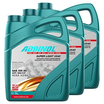 Abbildung von Addinol 3X Motoröl Motorenöl Motor Motoren Oil Engine Benzin Diesel 5W 40 Super Light 0540 5L 72097781