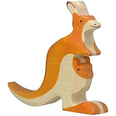 Abbildung von Holztiger Känguruh mit Jungem 80193 15 cm