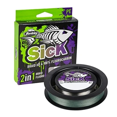 Abbildung von Berkley Sick Two In One Braid 0,08mm 6,0kg 150m + Fluorocarbon 0,30mm 7,0kg 50m Geflochtene Schnur