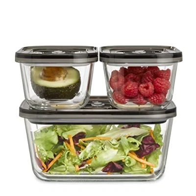 Abbildung von Caso Vakuumbehälter 1177 VacuBoxx Eco Set, Glas, Kunststoff, (Set, 4 tlg., 1 Vakuumschlauch mit Adapter), 3 Glasbehälter Kunststoffdeckel