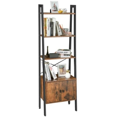 Abbildung von VASAGLE Standregal Bücherregal, Leiterregal, mit Schrank, 4 Ablagen