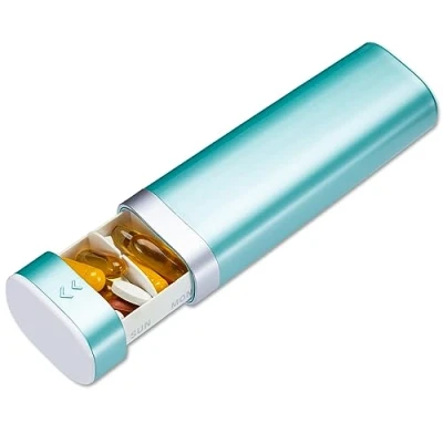 Abbildung von Tablettenbox 7 Tage, Betife BPA Frei Tägliche Pillendose, Wöchentliche Reise Medikamentenbox, Pillenbox für Vitamine, Medikamente, Pillen, Nahrungsergänzungsmittel (Grün)