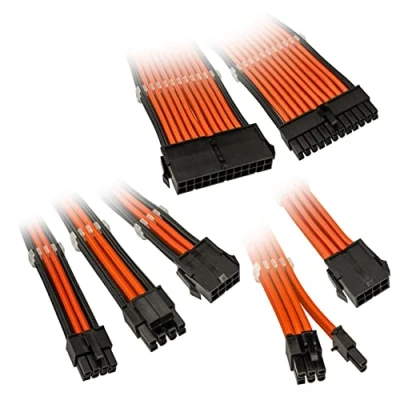 Abbildung von KOLINK Sechs Kabelverlängerungssätze Sleeved Cable Kit Enthält 24 polige 4+4 8 und 6+2 Pc Kabel PCIe Funktioniert mit 5.0 (Orange)