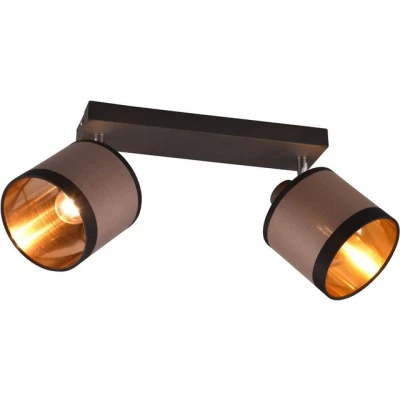 Abbildung von Reality Leuchten Spotbalken Davos R81552041, Metall Schwarz matt, Schirme Stoff Taupe/Schwarz/goldfarbig, exkl. 2x E14