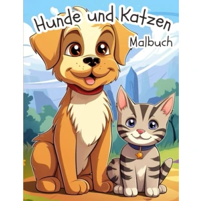 Abbildung von Hunde und Katzen Malbuch für Kinder: mit 30 Motiven A4 Format Ausmalbuch ab 5 Jahre Mädchen Jungen