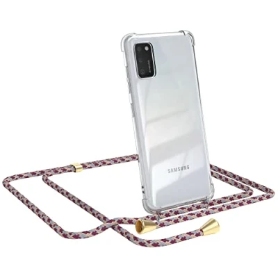 Abbildung von EAZY CASE Handykette kompatibel mit Samsung Galaxy A41 Handyhülle Umhängeband, Handykordel Schutzhülle, Silikonhülle, Hülle Band, Stylische Kette Hülle, Bordeaux Camouflage