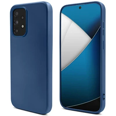 Abbildung von Moozy Lifestyle. Hülle für Samsung A33 5G, Mitternachtsblau Premium Silikon Handyhülle Schutzhülle mit Mattem Finish und Weichem Mikrofaserfutter, Phone Cover Case