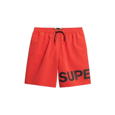 Abbildung von Superdry Graphic INCH Badeshorts, Herren, Größe: Small, Drop kick red