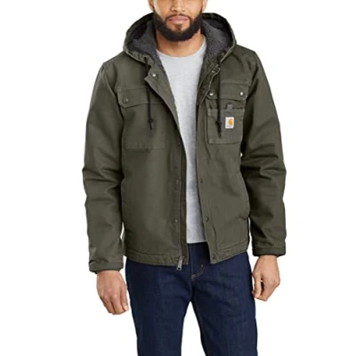 Abbildung von Carhartt, Herren, Lockere Arbeitsjacke aus ausgewaschenem Segelleinen mit Sherpa Futter, Moos, XL
