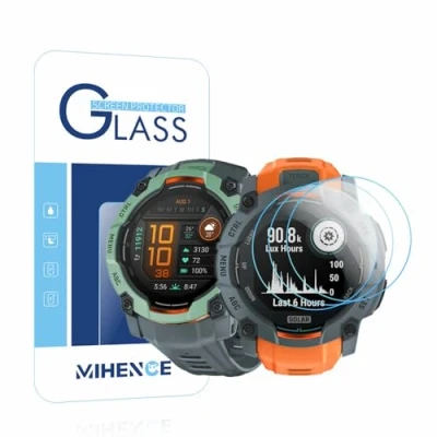 Abbildung von MIHENCE Schutzfolie Kompatibel für Garmin Instinct 3 50mm AMOLED/Solar Smartwatch, 9H Anti Kratzer gehärtetes Glas folie (3 Stück)