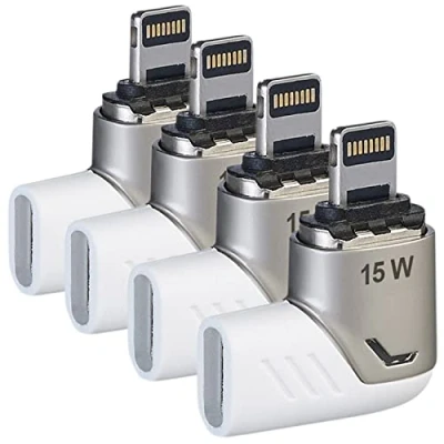 Abbildung von Callstel Magnet Adapter iPhone: 4er Set Lightning kompatibler 90 USB C Schnell Ladeadapter,magnetisch (Lightning Magnetic Adapter, Ladeadapter iPhone 12)