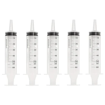 Abbildung von MedixX 5 Stück 50ml (60ml) Spritzen Set für Hobby und Heimwerk. Auch als Futterspritze oder Ölspritze. sind einzeln steril verpackt (5x Spritze)