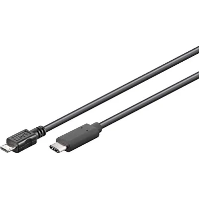 Abbildung von Goobay 67993 USB C auf Micro B Handykabel / 2.0 Type Stecker 480 Mbits Adapterkabel 2,5 Watt Kupferleiter Schwarz 1 Meter