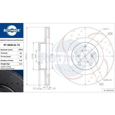 Abbildung von Bremsscheibe ROTINGER RT 2828 GL T5