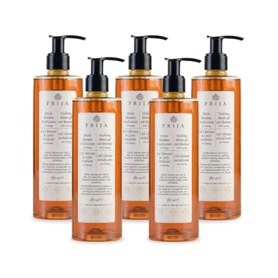 Abbildung von Prija Haut &amp; Haarshampoo Belebendes Körper mit Ginseng 100% natürlich, Vegan freundlich, dermatologisch getestet (5 Stück)
