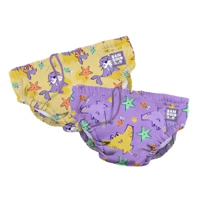 Abbildung von Bambino Mio, Revolutionäre wiederverwendbare Schwimmwindel 2er Packung, Robben &amp; Gleiten, (6 12 Monate)