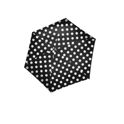 Abbildung von reisenthel umbrella pocket mini dots white Extrem leichter und flacher Taschenschirm aus recycelten PET Flaschen Mit großem Schirmdach