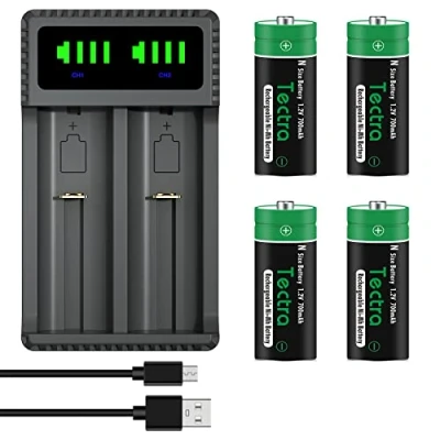 Abbildung von DuraPro 4X Akku N(E90/LR1) Size Batteries + LED USB Ladegerät für LR1, LR01, 4901, 4001, MX9100, 910A, E90