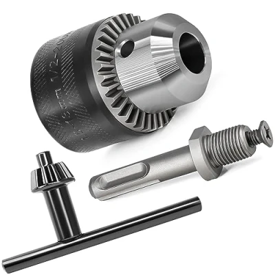 Abbildung von S&amp;R Zahnkranzbohrfutter 1,5 13 mm, 1/2 20UNF, hochwertiges Vollmetall Bohrfutter mit SDS plus Adapter, Zubehör für Bohrhämmer, Schlagbohrmaschinen, Bohrmaschinen, Zahnkranz Futter Bohren Spannen