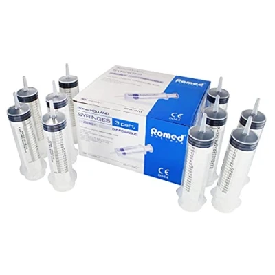Abbildung von Romed Blasenspritze Wundspritze 3 teilig mit Luer Ansatz 200 ml (10 Stück)