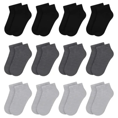Abbildung von Libella 12 Paar Sneaker Socken Jungen/Mädchen Kurzsocken Füßlinge schwarz und grau 80% Baumwolle 2864 35 38