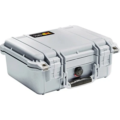 Abbildung von Peli 1400 Koffer, Robuster Schutzkoffer, IP67 Wasserdicht, Schlagfest, 9L Volumen, Ohne Schaum, Silber/Grau
