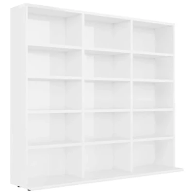 Abbildung von vidaXL CD Regal mit 15 Fächern DVD Bluray Medienregal Medienschrank Aufbewahrung Standregal Regalwand Bücherregal Hochglanz Weiß 102x23x89,5cm Holzwerkstoff