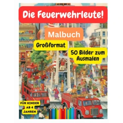 Abbildung von Die Feuerwehrleute! Großformat Malbuch: 50 Bilder zum Ausmalen, für Kinder ab 4 Jahren