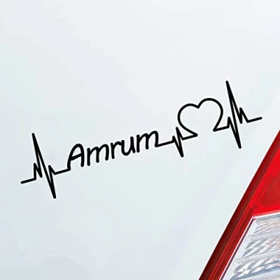 Abbildung von Hellweg Druckerei Amrum Herz Puls Insel Island Nordsee Liebe Love Auto Aufkleber Sticker Heckscheibenaufkleber