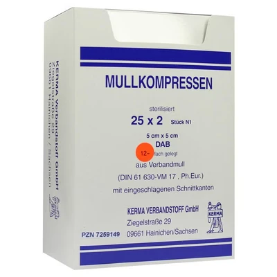 Abbildung von Mullkompressen 5x5 cm steril 12fach BW 25X2 St