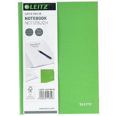 Abbildung von Leitz A5 Notizbuch, 80 Blatt, Hardcover, Linierte Seiten, Solid, Hellgrün, 46670050