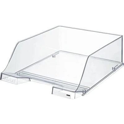 Abbildung von HAN Briefablage KLASSIK XXL 2 STÜCK, hochwertige und extra hohe Briefablage. Modern, schick hochglänzend, transparent glasklar, 1047 23