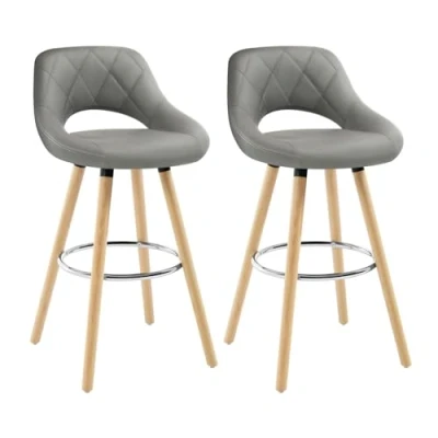 Abbildung von WOLTU® Barhocker BH111gr 2 2er Set Barstuhl Bistrohocker Tresenhocker mit Lehne und Fußstütze Design Stuhl Holz Kunstleder Grau