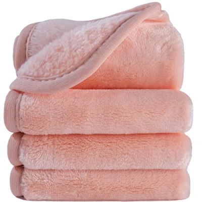 Abbildung von Polyte Premium Abschminktuch aus Mikrofaser hypoallergen &amp; frei von Chemikalien Fleece 4 Stück (20x20 cm, Rosa)