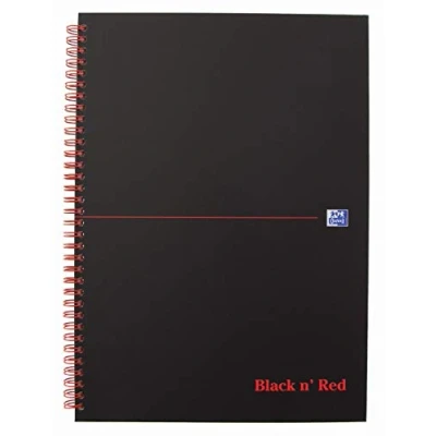 Abbildung von Oxford 400047608 Spiralbuch Black n&#039; Red 5er Pack DIN A4 liniert mattes Hardcover 70 Blatt schwarz rot