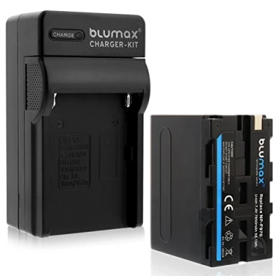 Abbildung von Blumax Akku NP F970 / F750 F550 mit LG Zellen 7850mAh + Ladegerät F960 passend zu diversen Sony Kameras und Videoleuchten