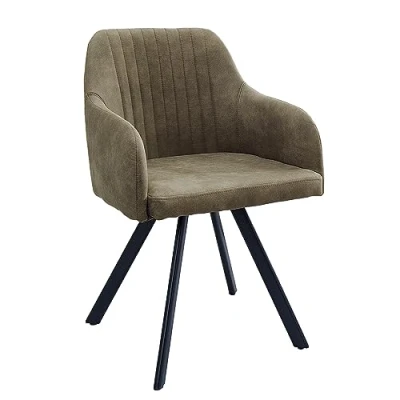 Abbildung von riess ambiente Polsterstuhl LUCCA antik taupe / schwarz (Einzelartikel, 1 St), Esszimmer · Microfaser Metall mit Armlehne Retro Design