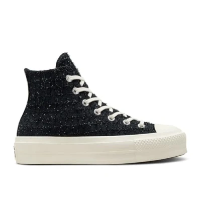 Abbildung von Converse Chuck Taylor All Star Lift Damen Sneaker mit Schnürung, Segeltuch, Schwarz/Silber/Egret, 38.5 EU