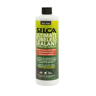 Abbildung von SILCA Ultimate Tubeless Reifendichtmittel mit FIBERFOAM Langlebiges, schnell abdichtendes Fahrradreifendichtmittel MTB , Straßen Fahrrad (16oz Dichtmittel Carbon)