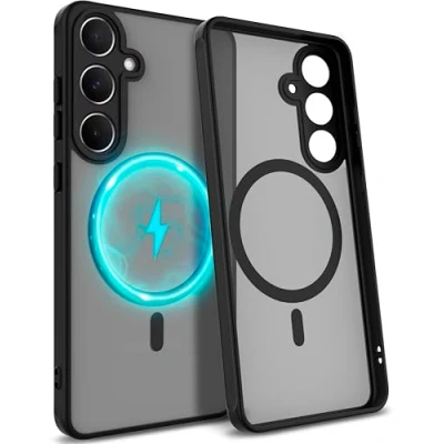 Abbildung von MyGadget Hülle für Samsung Galaxy A35 5G [ kompatibel mit MagSafe ] magnetische Hybrid Handyhülle Durchsichtige Hartschale in Schwarz
