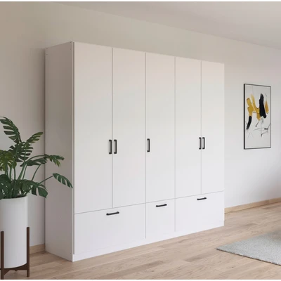 Abbildung von rauch Drehtürenschrank &quot;Bari&quot;, mit Schubkästen und Metallgriff in Graumetallic