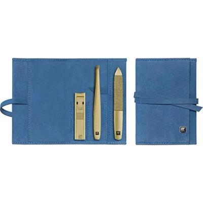 Abbildung von ZWILLING TWINOX Gold Edition Maniküre Pediküre Set 3 teilig, Reiseset Nagelpflege, Blau