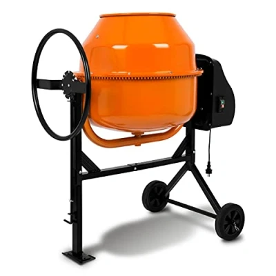 Abbildung von EBERTH Betonmischer 160 L Elektrisch, 650W Motor, Gestell, Trommel und Zahnkranz aus Stahl, Zementmischer