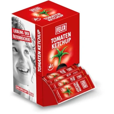 Abbildung von Felix Ketchup Zuckerreduziert Einzelnverpackt ohne Zuckerzusatz 60% weniger Zucker 100 x 20g (2 kg)