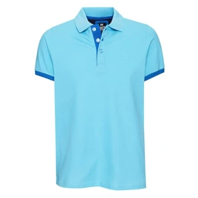 Abbildung von Herren Polo Shirt Pique Kontrast Poloshirt Regular Fit 100% Cotton Stretch 303 2, Farbe:Aqua/Blau, Größe:M